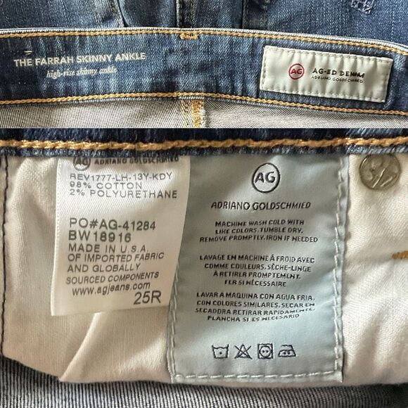 AG Adriano Goldschmied Blue The Farrah Skinny Ankle Jeans 25 - Picture 5 of 6